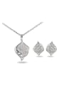 thumb Creative Leaf Shaped Zircon Two Pieces Jewelry Set 0