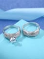 thumb High Quality White Gold Plated Copper Zircon Ring Set 2