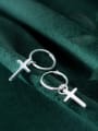 thumb 925 Sterling Silver With Platinum Plated Simplistic  Smooth  Cross Clip On Earrings 1