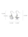 thumb 925 Sterling Silver With Artificial Pearl Fashion Starfish seashell Hook Earrings 4