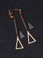 thumb Simple Triangle Rose Gold Plated Titanium Drop Earrings 2