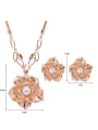 thumb Alloy Rose Gold Plated Fashion Artificial Stones Flower Two Pieces Jewelry Set 3