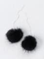 thumb Lovely Black Ball Shaped S925 Silver Line Earrings 0