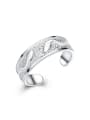 thumb Tiny Leaf Pattern Silver Opening Ring 0