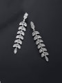 thumb Copper With Platinum Plated Simplistic Leaf Chandelier Earrings 2