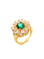 thumb Fashionable Green Flower Shaped Zircon Copper Ring 0