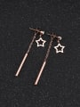 thumb Fashion Hollow Star Slim Bar Titanium Drop Earrings 2