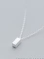 thumb S925 Silver Necklace Pendant female fashion style simple rectangular Necklace individual character clavicle chain D4308 0