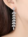 thumb Copper With Platinum Plated Simplistic Leaf Chandelier Earrings 1