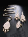 thumb Fashion Shell Pink Crystals White Rhinestones Alloy Three Pieces Jewelry Set 2