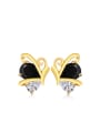 thumb Copper Alloy 24K Gold Plated Ethnic style Butterfly Zircon Stud clip on earring 0