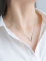 thumb S925 silver V shape zircon clavicle necklace 1
