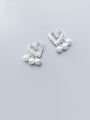 thumb 925 Sterling Silver With PArtificial Pearl Simplistic Heart Stud Earrings 0