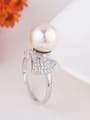 thumb Fashion Imitation Pearl Cubic Zirconias Copper Ring 0