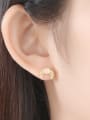 thumb 925 Sterling Silver With Opal Cute Moon Stud Earrings 1