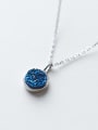 thumb All-match Blue Round Shaped Crystal S925 Silver Necklace 2