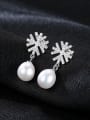 thumb 925 Sterling Silver With Platinum Plated Simplistic Snowflake Drop Earrings 2