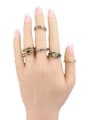 thumb Retro style White Opal Antique Gold Plated Alloy Ring Set 1