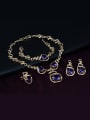 thumb Alloy Imitation-gold Plated Vintage style Purple Stones Four Pieces Jewelry Set 1