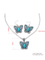 thumb Alloy Platinum Plated Stone Butterfly Two Pieces Jewelry Set 1