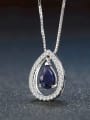 thumb Water Drop Shaped Pendant with Sapphire Zircons 2