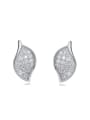 thumb Tiny Shiny Zirconias-covered Leaf 925 Silver Stud Earrings 0