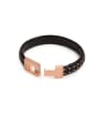 thumb Men Personality Titanium Stainless Steel Leather Bracelet 0