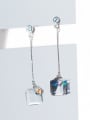 thumb Temperament Square Shaped Crystal S925 Silver Drop Earrings 1