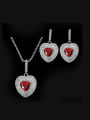 thumb Heart Shaped Zircon earring Necklace Jewelry Set 2