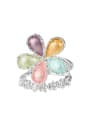 thumb Fashion Colorful Flower Silver Plated Alloy Ring 0