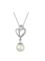 thumb Simple Imitation Pearl Tiny White Crystals Alloy Necklace 1