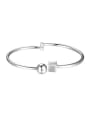 thumb Personality White Gold Plated Copper Bead Bangle 0