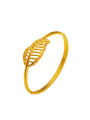 thumb Copper Alloy Gold Plated Simple Leaf Bangle 0