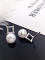thumb Simple Freshwater Pearl Hollow Square stud Earring 1