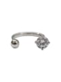 thumb Simple Cubic Zircon Little Bead Silver Opening Ring 0