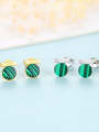 thumb 925 Sterling Silver With Turquoise  Simplistic Geometric Stud Earrings 3