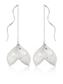 thumb 925 Sterling Silver With Platinum Plated Simplistic Transparent Fishtail Waves Threader Earrings 3