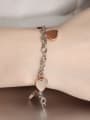 thumb Simple Smooth Rose Gold Plated Heart Titanium Bracelet 1