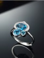 thumb Platinum Plated Aquamarine Gemstones Ring 2