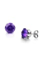 thumb Tiny Purple Zircon Titanium Stud Earrings 0