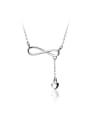 thumb 925 Sterling Silver With Platinum Plated Simplistic  Smooth  Bowknot Necklaces 0