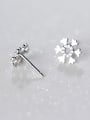 thumb Elegant Snowflake Shaped Rhinestones S925 Silver Stud Earrings 1