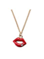 thumb Sexy Rose Gold Red Lips Shaped Necklace 0