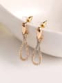 thumb Champagne Gold Plated Hollow Water Drop Rhinestones Alloy Stud Earrings 1