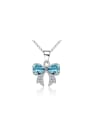 thumb Simple Bow Shape Zircon Fresh Silver Pendant 0