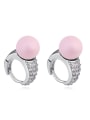 thumb Simple Imitation Pearl AAA Zirconais Alloy Earrings 4