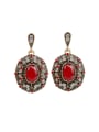 thumb Vintage style Ruby Resin stones White Crystals Earrings 0