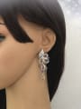 thumb Elegant AAA Zirconias Platinum Plated Flowery Drop Earrings 1