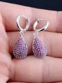 thumb Large Water Drop Red Corundum Europe and America Quality Gorgeous Platinum plating drop earring 3