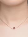 thumb Heart-shape Red Garnet Simple Women Clavicle Necklace 2